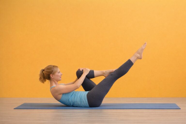 Persona realizando ejercicio de Pilates sobre colchoneta para fortalecer la espalda