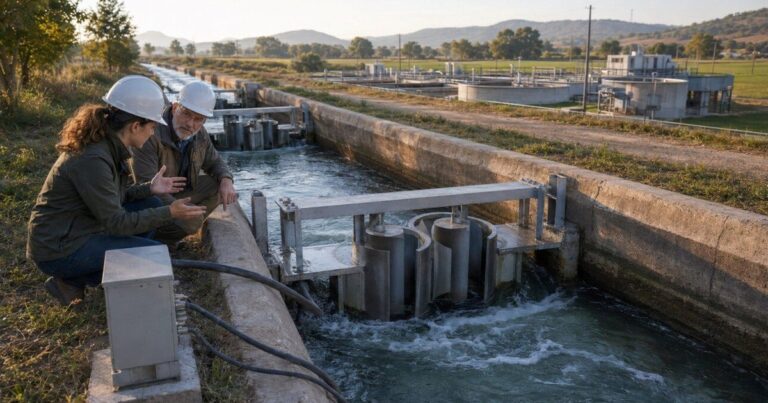 Turbinas verticales instaladas en un canal de agua