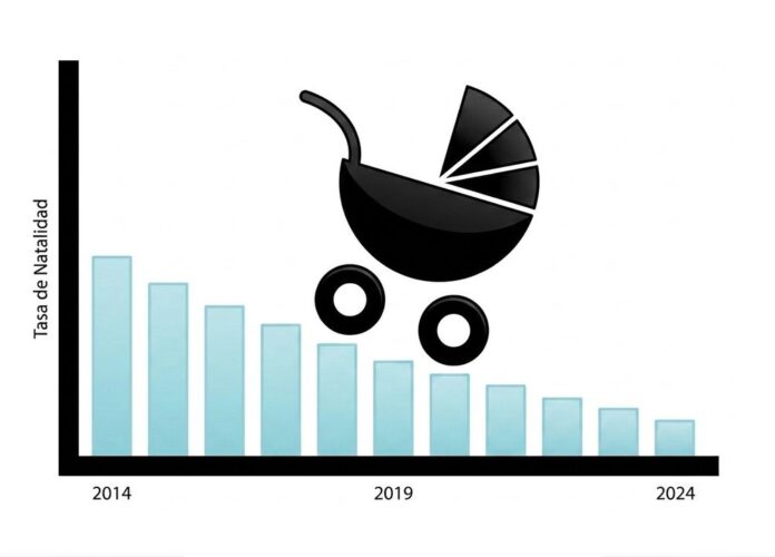 tasa-de-natalidad-argentina-cayo-2014-2024 Gráfico de la evolución de la tasa de natalidad en Argentina entre 2014 y 2024