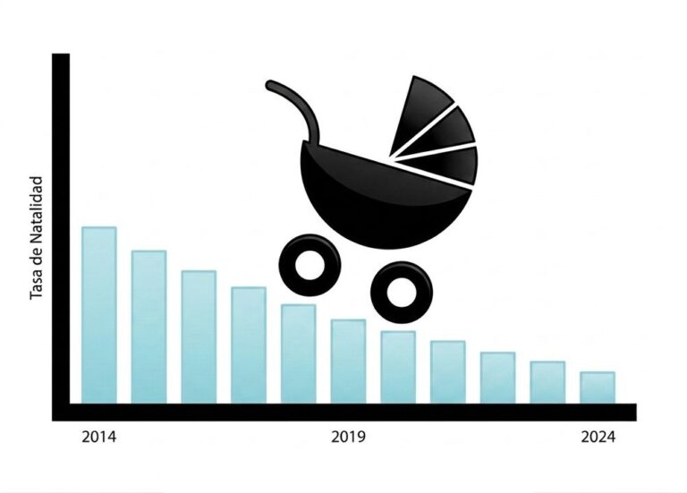 Gráfico de la evolución de la tasa de natalidad en Argentina entre 2014 y 2024