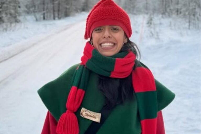 Valentina Correa en un paisaje nevado de Finlandia