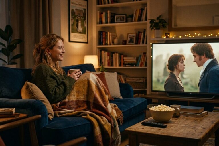 Persona viendo una película en un televisor