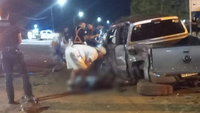 Camioneta Amarok destruida tras choque en la Ruta Nacional 14, Misiones