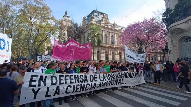 gremios-universitarios-paro-nacional-24-horas-falta-acuerdo-salarial-2 Docentes universitarios durante una medida de fuerza frente a una universidad nacional