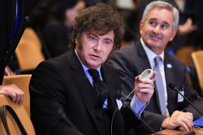 Presidente Javier Milei durante su discurso en la Asamblea General de la ONU