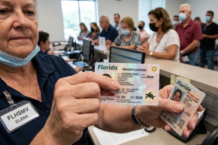 Nueva licencia de conducir de Florida con el Castillo de San Marcos y símbolos históricos