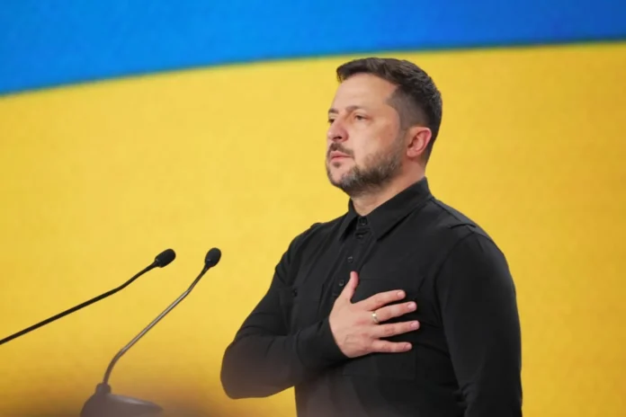 El presidente de Ucrania, Volodímir Zelensky, en una declaración pública